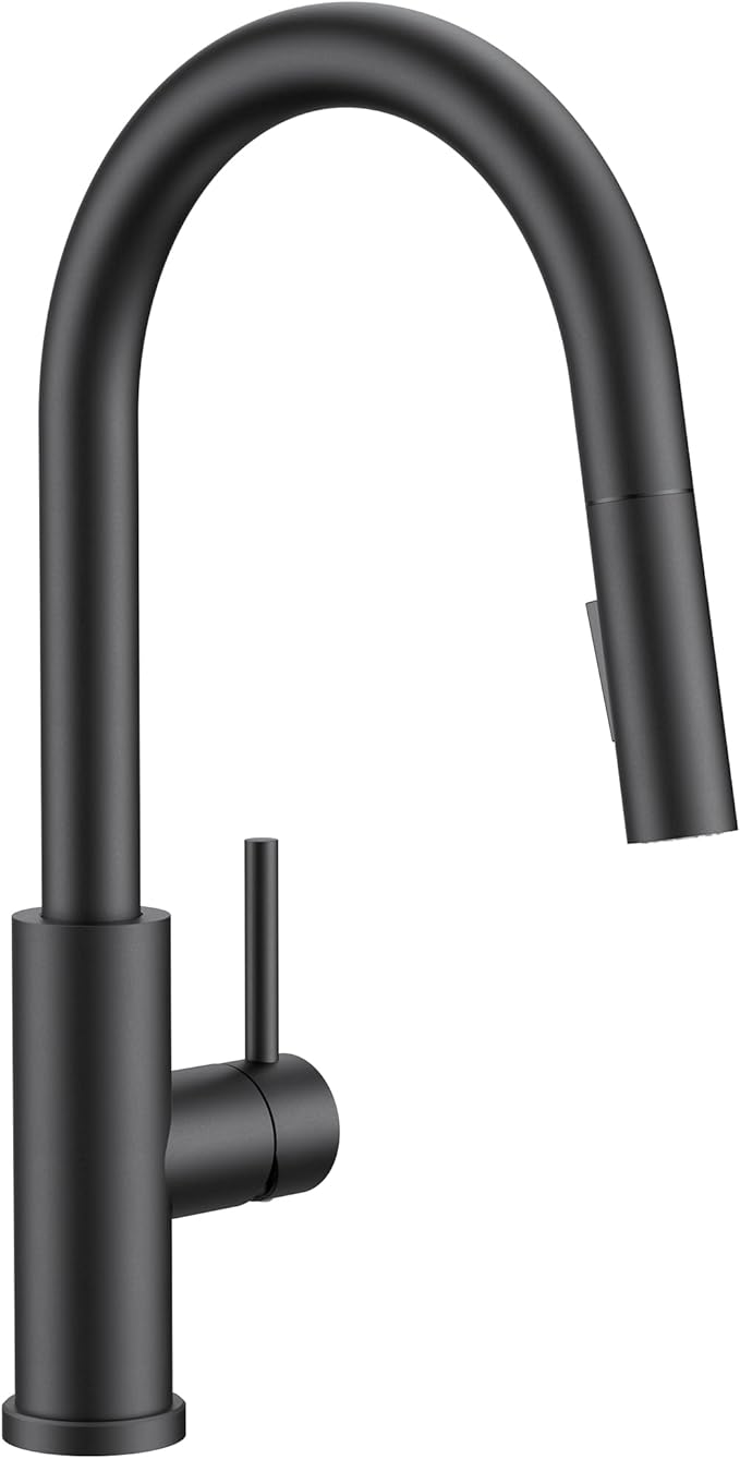 FORIOUS Kitchen Faucets with Pull Down Sprayer, Black Classic Single Handle Stainless Steel High Arc Faucet for Kitchen Sink, 1 Hole with Deck Plate Sink Faucet for Bar RV Farmhouse Outdoor Laundry
