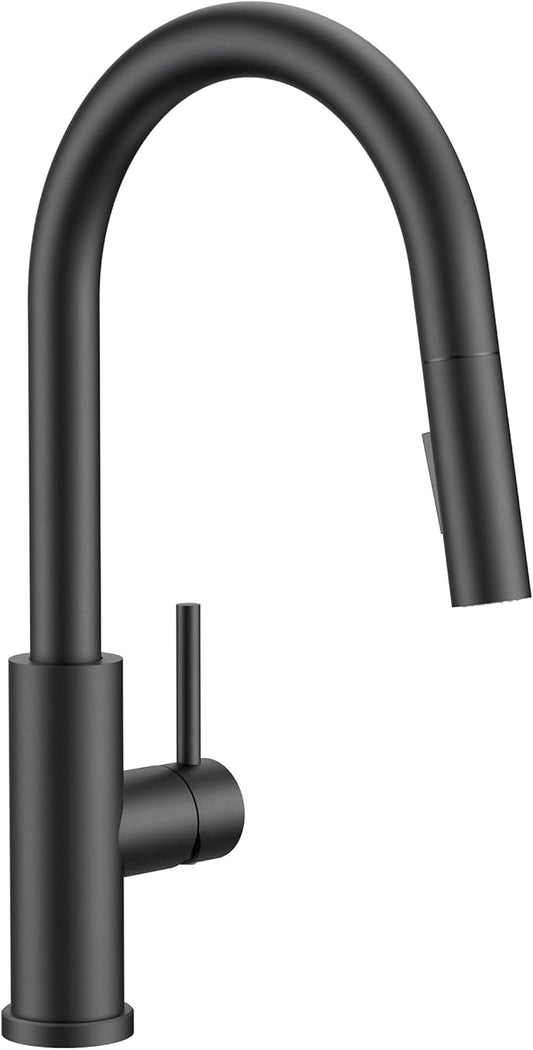 FORIOUS Kitchen Faucets with Pull Down Sprayer, Black Classic Single Handle Stainless Steel High Arc Faucet for Kitchen Sink, 1 Hole with Deck Plate Sink Faucet for Bar RV Farmhouse Outdoor Laundry