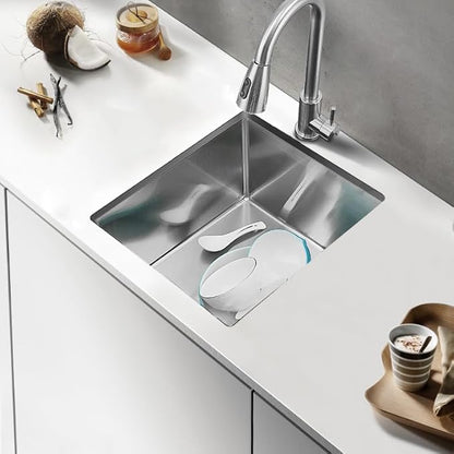 15 Inch Undermount Bar Sink, 15x17 Stainless Steel Small Wet Bar Sink 16 Gauge Handmade Prep Sink Single Bowl Small RV Kitchen Prep Sink with Strainer
