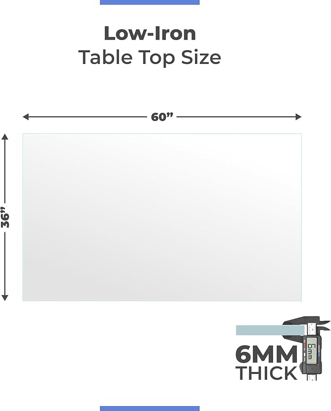 Ultra Clear Glass Table Top 36x60 Inch Rectangle - Low Iron Tempered Glass 1/4 Inch Flat Polished - Replacement for Dining Patio End Tables - Durable Table Protector
