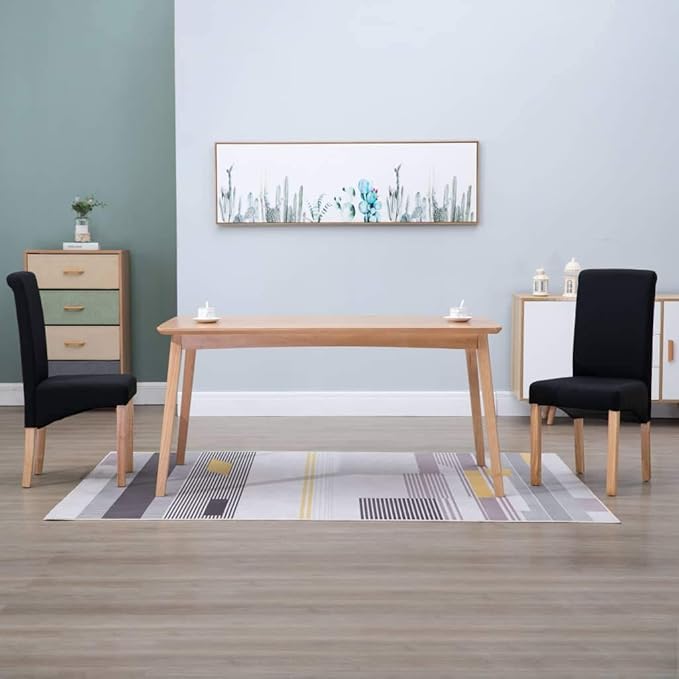 Modern Fabric Dining Chairs Set of 2 Black Wooden Frame for Kitchen Living Room Comfortable Accent Furniture with Sturdy Design
