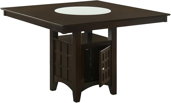 HomeStock Counter Height Dining Table - Square Kitchen Table with Storage - Cappuccino Finish