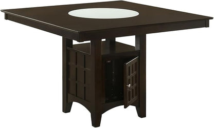 HomeStock Counter Height Dining Table - Square Kitchen Table with Storage - Cappuccino Finish