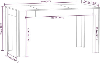 White Engineered Wood Dining Table, Modern Kitchen Dinner Table for 6 People, Simple Rectangular Design, 55.1-inch Length, Matte Finish, for Dining Room
