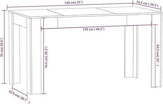 White Engineered Wood Modern Rectangular Dining Table, 6-Person Kitchen Table for Family Dinner, Easy Clean Dining Room and Kitchen Furniture, Mesas de Comedor