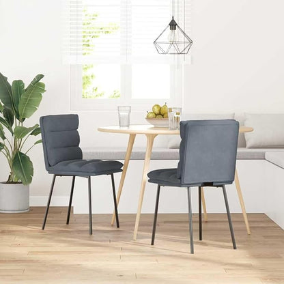 Modern Dining Chairs Set of 2 Dark Gray Velvet Upholstered Accent Chairs Compact Size for Dining Room Kitchen Bedroom