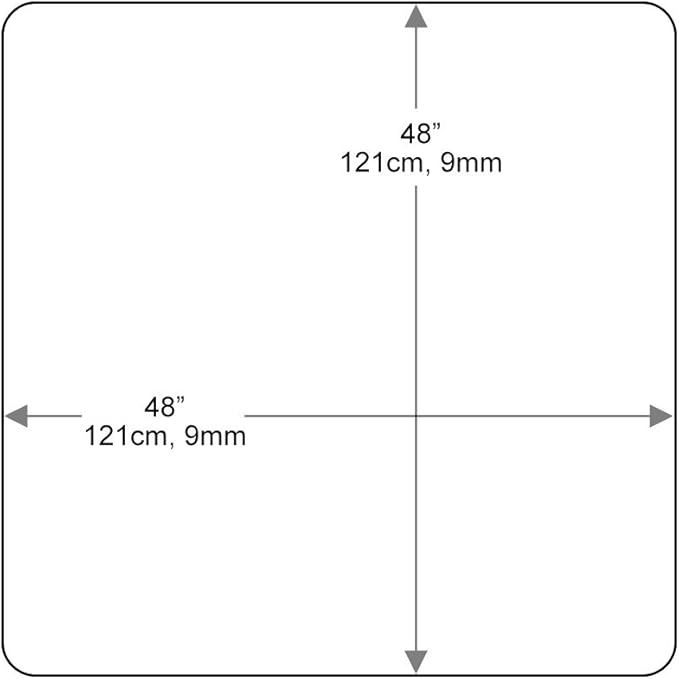 Dulles Glass 48 inch Square Glass Table Top - Tempered - 1/2" Thick Glass Surface, Safe Beveled Edge, Radius Corners, Multipurpose for Dining Table, Patio, Coffee and End Table
