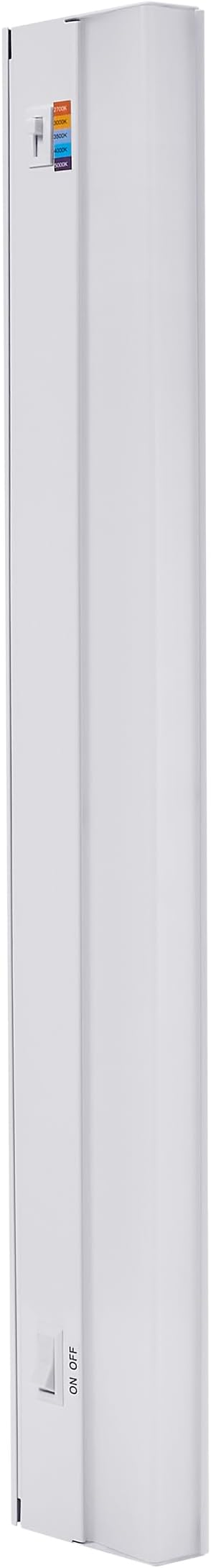 Maxxima 24 in. Hardwired LED Under Cabinet Light - 950 Lumens, 5 CCT, Color Temperature Slide Control, 2700K/3000K/3500K/4000K/5000K, Kitchen and Indoor Lighting Fixture, White, On/Off Switch, ETL