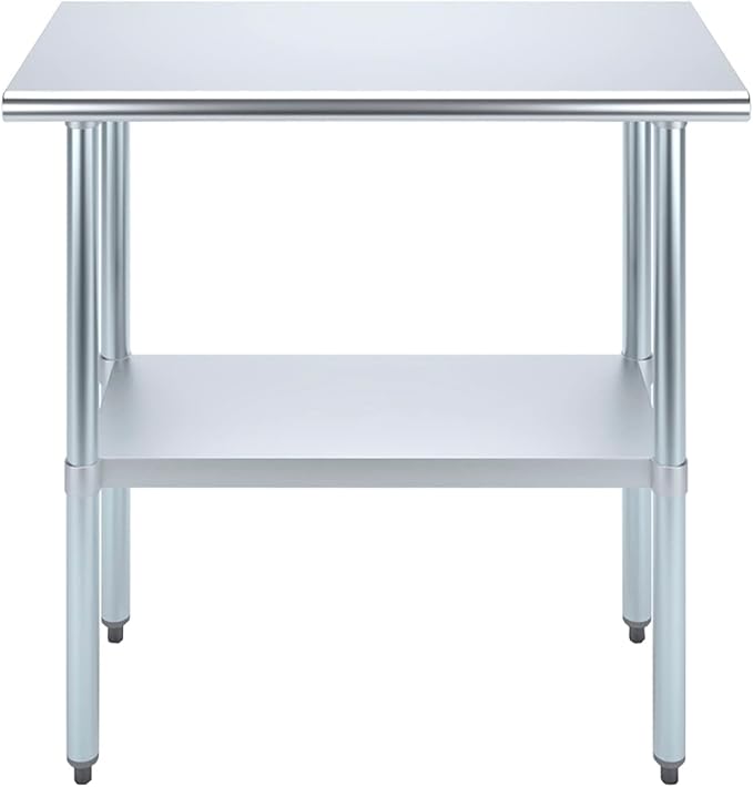 AmGood Stainless Steel Work Table with Undershelf | Kitchen Island Food Prep | Laundry Garage Utility Bench | NSF Certified (36" Long x 18" Deep)
