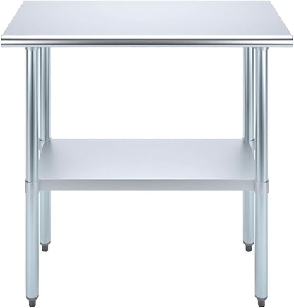 AmGood Stainless Steel Work Table with Undershelf | Kitchen Island Food Prep | Laundry Garage Utility Bench | NSF Certified (36" Long x 18" Deep)
