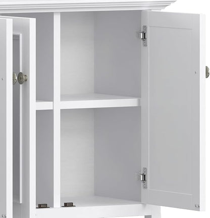 SIMPLIHOME Amherst Storage Cabinet - 66 inch Wide Solid Wood 4-Shelf Sideboard Cabinet in White, Transitional Buffet for Living Room or Dining Room with 4 Doors and Adjustable Shelves