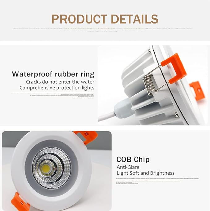 LS-PRO 3.5inch 5w LED Recessed Ceiling Light Slim Aluminium Panel, Anti Rust Fixture Downlight Shower Spotlight IP65 Waterproof for Wet Location Indoor & Outdoor Natural light/4000k-White Body
