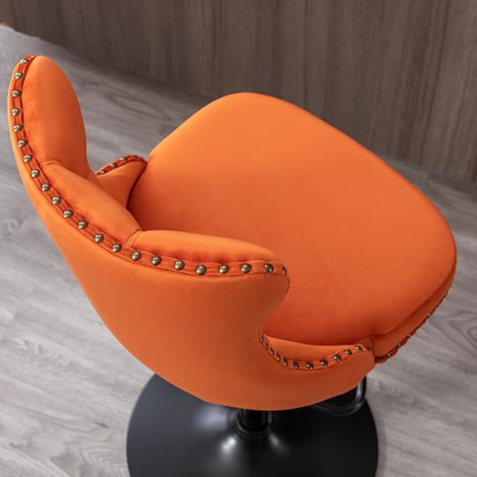 17.7 inch Base, Modern Upholstered Bar Stools with Backs Comfortable Tufted for Home Pub and Kitchen Island,Gray,Set of 2 (Orange + Velvet + Foam)