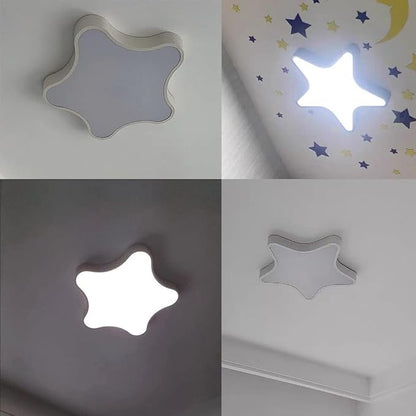 LED Ceiling Light Fixture, Modern Pentagram Recessed Ceiling Lights, 3000K-6000K Dimmable Light, Close to Lighting Flush Mount Living Room Pendant Lamps (White, 24inch)