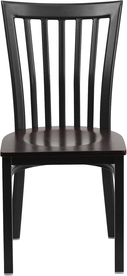 Flash Furniture 2 Pack HERCULES Series Black School House Back Metal Restaurant Chair - Walnut Wood Seat