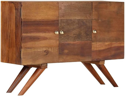 Brown Solid Reclaimed Wood Sideboard, 43.3 x 11.8 x 29.5 in, Rustic Buffet Cabinet with 3 Doors, Durable Storage for Living Room, Dining Area Kitchen Furniture