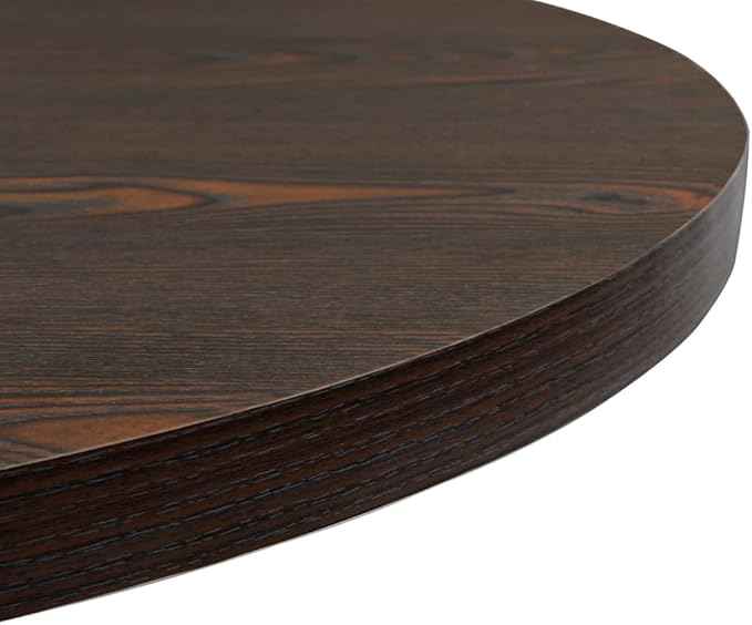 Small Dining Table 31.5" Round Dark Ash MDF Steel Bistro Furniture for Kitchen, Dining Room or Coffee Bar Seating 4 Compact Modern Rustic Brown