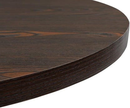 Small Dining Table 31.5" Round Dark Ash MDF Steel Bistro Furniture for Kitchen, Dining Room or Coffee Bar Seating 4 Compact Modern Rustic Brown