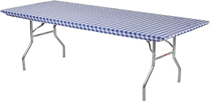 Kwik-Covers 6' Rectangle Plastic Table Covers 30" x 72", Bundle of 5 (Blue Gingham)