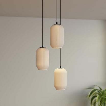 Globe Electric 3-Light Pendant Light, White Glass Shades, Cascade Design, Transitional Dining Room, Living Room, or Bedroom Pendant Lighting