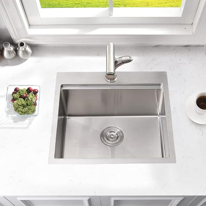 21 Inch Drop In Bar Sink Workstation-Bokaiya 21x20 Small Stainless Steel Drop In Outdoor Rv Sink Wet Bar 16 Gauge Top Mount Single Bowl Kitchen Sink with Cutting Board