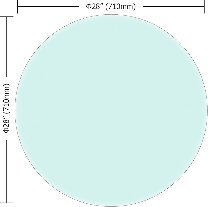 28" Round Glass Table Top - 1/2" Thick Beveled Edge Tempered Glass, Replacement Glass Top for Kitchen/Patio Table