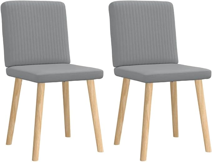 Modern Fabric Dining Chairs 2 PCS Light Gray with Comfortable Foam Seats - Sturdy Metal and Wood Frame for Kitchen Living Room Furniture