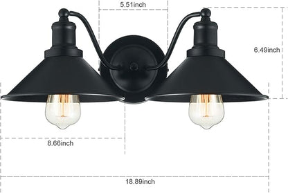 2-Light Bathroom Vanity Light Wall Sconce Industrial Kitchen Bathroom Farmhouse Wall Lighting Oil Rubbed Black Finish Rustic Wall Lamp