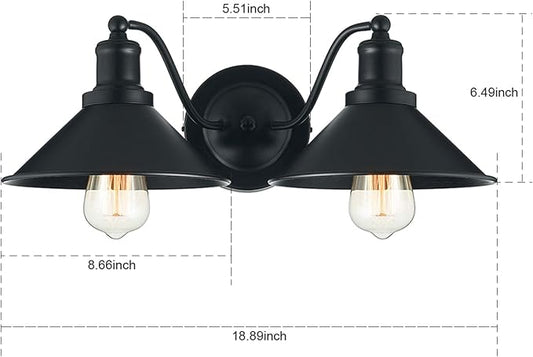 2-Light Bathroom Vanity Light Wall Sconce Industrial Kitchen Bathroom Farmhouse Wall Lighting Oil Rubbed Black Finish Rustic Wall Lamp