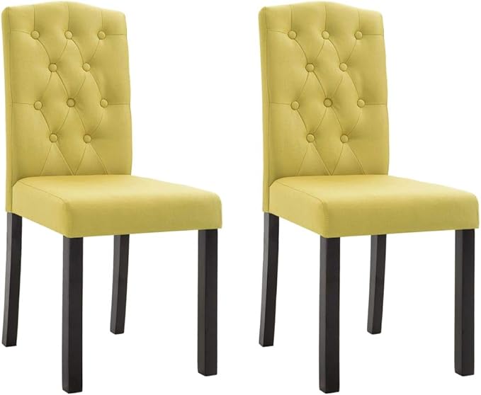 Set of 2 Modern Green Dining Chairs with Solid Rubberwood Legs 14.7 in Tall Comfortable Farmhouse Accent Seating for Dining Room Kitchen Living Room