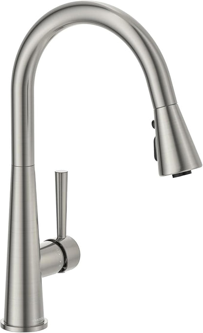 Lava Odoro Montelux Brushed Nickel Kitchen Faucet with Pull Down Sprayer, Single Handle Kitchen Sink Faucet, Faucet for Kitchen Sink with Magnetic Docking Spray Head and Deck Plate, KF321-BN