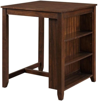 New Classic Furniture Gia Counter Table with Two Dining Chairs and Storage Shelf, 30-Inch, Cherry Brown
