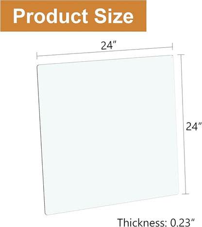 24" x 24" Tempered Glass Table Top Square 0.23" Thick Flat Polished Edge Top Protector for Dining, Patio, Coffee Table (24x24 inch)