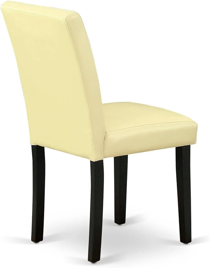 East West Furniture ABP1T73 Abbott Parson Dining Room Chairs - Eggnog Faux Leather Upholstered Chairs, Set of 2, Black
