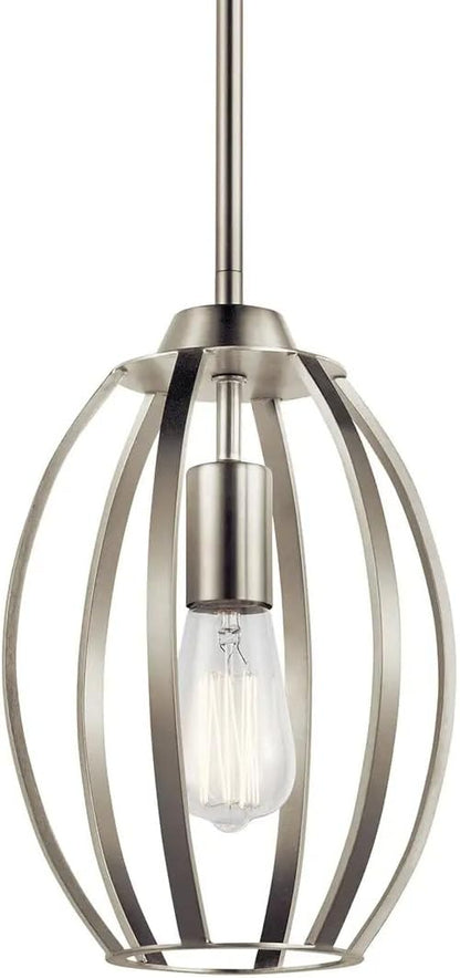 Kichler Tao 12" Kitchen Pendant in Brushed Nickel Finish, (12" H x 8" W), 44054NI
