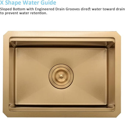 Gold Bar Sink Undermount Workstation-Bokaiya 14x19 Inch Gold Kitchen Sink Undermount Wet Bar Sink 16 Gauge Single Bowl Stainless Steel Workstation Bar Sinks with Cutting Board