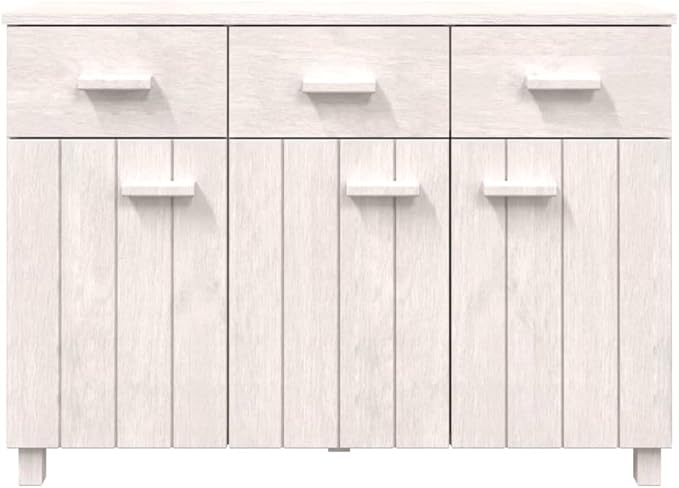 White Solid Pinewood Sideboard, 44.5" Modern Matte Finish Buffet Cabinet for Living Room, Dining Room Storage Furniture Kitchen Furnitur