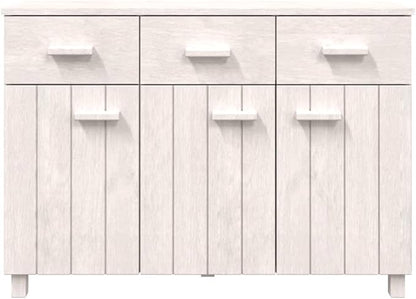 White Solid Pinewood Sideboard, 44.5" Modern Matte Finish Buffet Cabinet for Living Room, Dining Room Storage Furniture Kitchen Furnitur