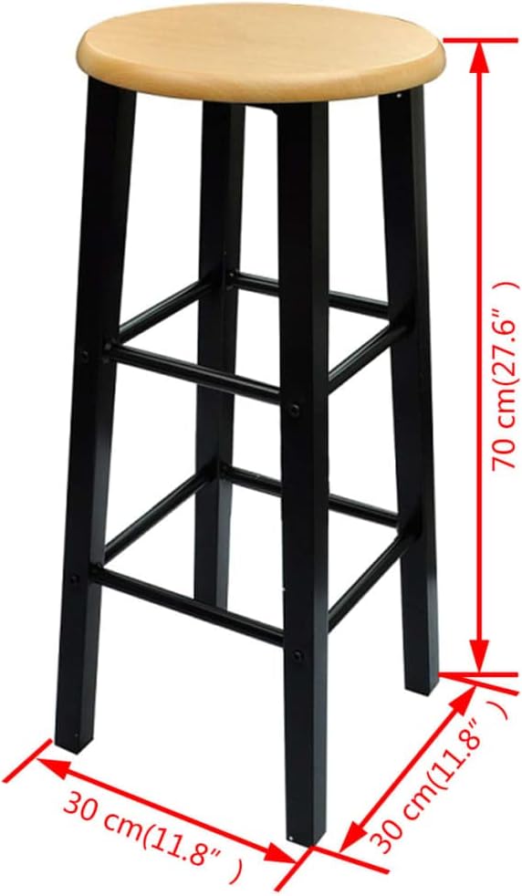 2-Piece Breakfast Table Set with Stools Small Space Saving Dining Furniture MDF and Steel Bistro Set Black and Tan for Kitchen Apartment