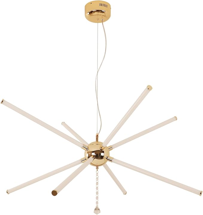 8-Light Modern Large Crystal Chandelier 37.4 Inch with Adjustable Height, Dimmable Remote Control for Living Room and Dining Room Foyer (Gold Dia 37.4" 35W)