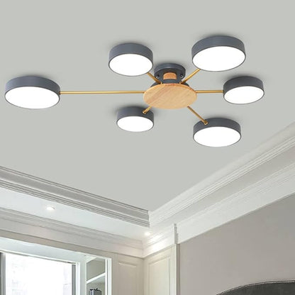 LED Ceiling Lighting 41 Inch 6-Lights Modern Ceiling Lights Flush Mount Recessed Lighting Ceiling Light 48W Adjustable Living Room Bedroom Kitchen, 3000K-6000K Temperature Available Grey