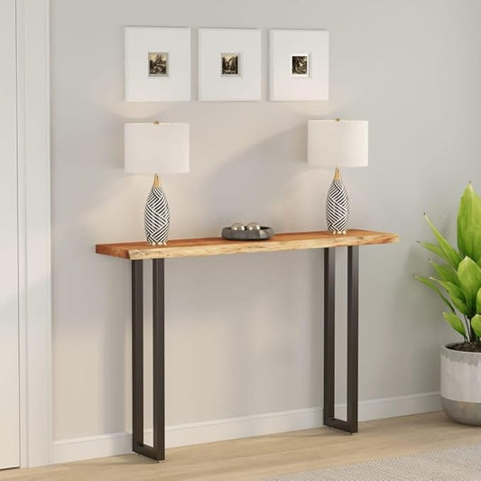 Solid Acacia Wood Table Top for Dining Room or Home Bar, Rustic Solid Acacia Wood Table Top 55.1 x 11.8 x 1.5 Inches, Natural Brown