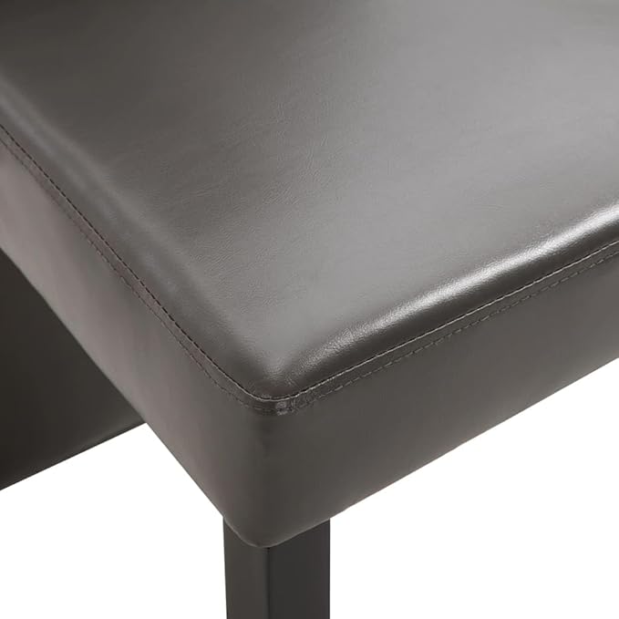 Dining Chairs 4 pcs Modern Farmhouse Design Gray Faux Leather Upholstery High Back Ergonomic Comfort Wooden Legs for Kitchen Dining Room Living Room