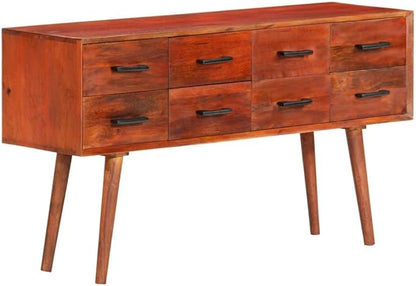 Brown Solid Mango Wood Sideboard, 8-Drawer Buffet Cabinet with Storage, Stained Finish, 43.3" Living Room Furniture Kitchen Furnitur
