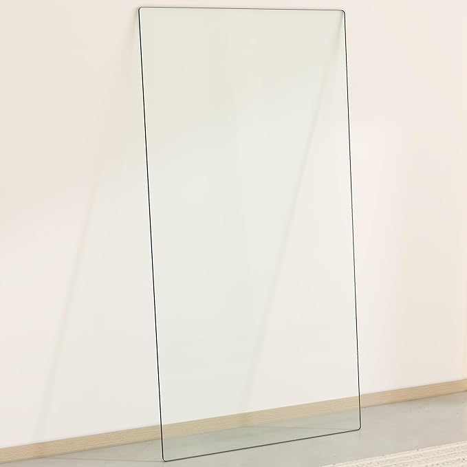24"x48" Rectangle Tempered Glass Table Top 3/8" Thick Flat Polish Eased Corners Side Table Replacement Clear Glass Tables Top for Living Room Patio Table Tops