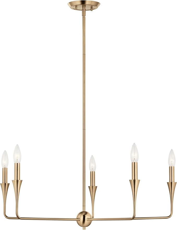 Kichler Alvaro 5-Light Chandelier, Soft Modern Light in Champagne Bronze, for Dining Room, Office or Bedroom (19.25" x 30.25"), 52689CPZ