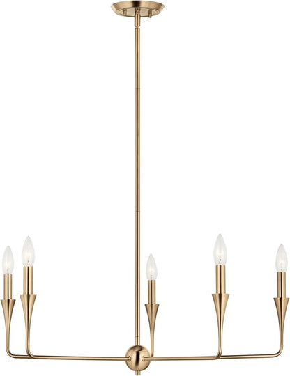 Kichler Alvaro 5-Light Chandelier, Soft Modern Light in Champagne Bronze, for Dining Room, Office or Bedroom (19.25" x 30.25"), 52689CPZ