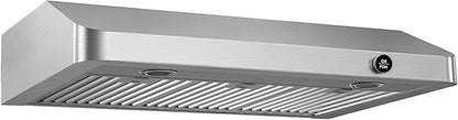 JOCO 42 Inch Under Cabinet Range Hood, 900 CFM Stainless Steel Kitchen Vent Hood, 4-Speed Knob Control C01-42K