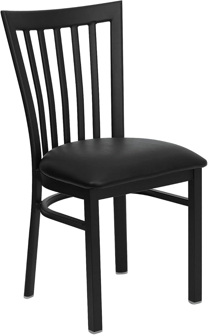 Flash Furniture 2 Pack HERCULES Series Black School House Back Metal Restaurant Chair - Black Vinyl Seat