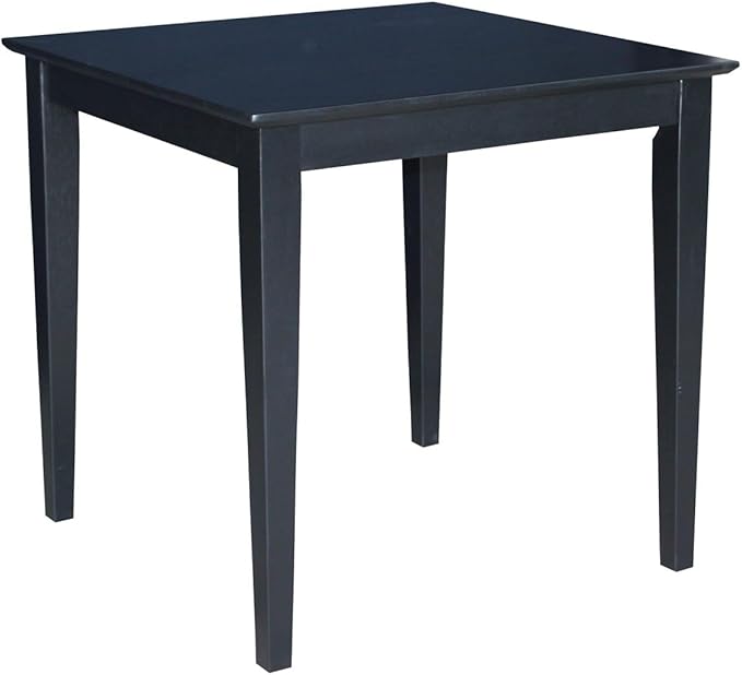Solid Wood Top Dining Table, 30 Inch High, Black